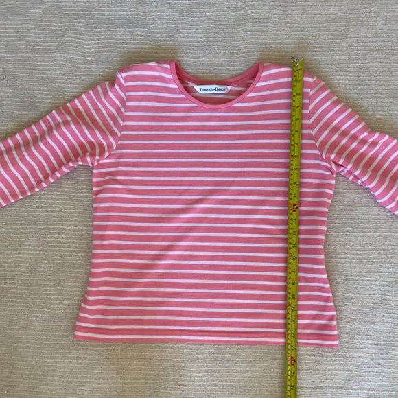 Drapers and Damons Women 3/4 Sleeve Top Stripe Pink and White Size Medium - Picture 5 of 8